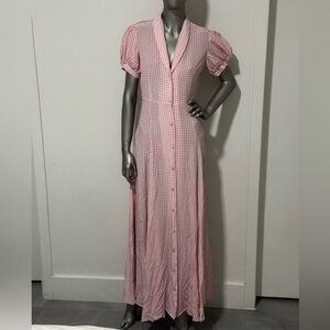 Caroline Constas Pink Checkered Maxi Dress